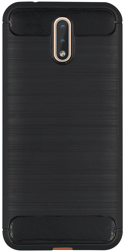 Nokia 2.3 ütésálló szilikon tok szálcsiszolt-karbon minta légpárnás sarok fekete