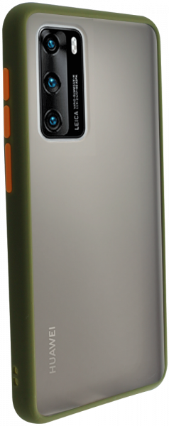 Huawei P40 kemény hátlap Vennus Button Bumper olivazöld