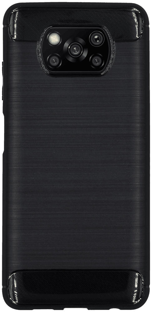 Xiaomi Poco X3 NFC ütésálló szilikon tok szálcsiszolt-karbon minta légpárnás sarok fekete