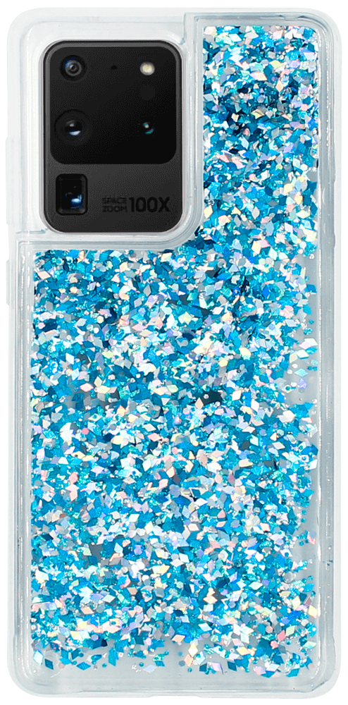 Samsung Galaxy S20 Ultra (SM-G988B) szilikon tok gyári Liquid Sparkle kék/ezüst