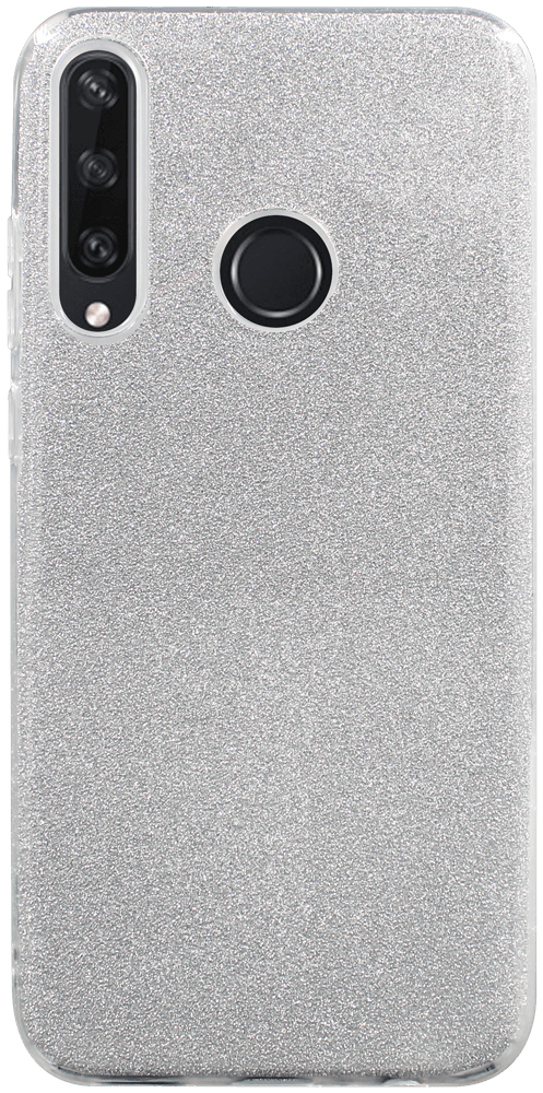 Huawei Y6P szilikon tok kivehető ezüst csillámporos réteg átlátszó