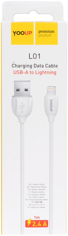 Apple iPhone 5 adatkábel Prémium Lightning USB fehér