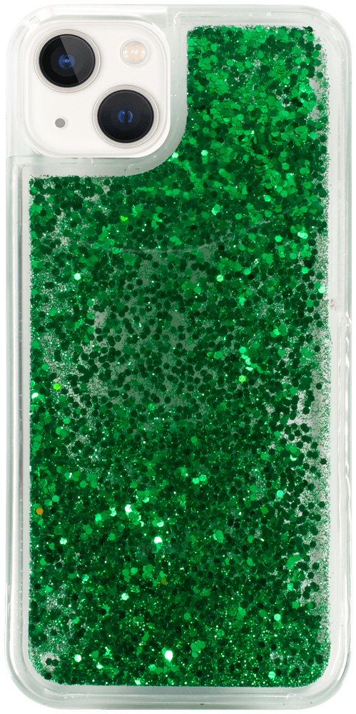 Apple iPhone 13 szilikon tok Liquid Glitter zöld