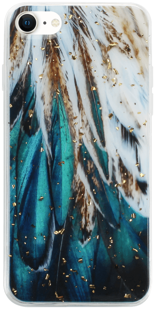 Apple iPhone SE (2020) kemény hátlap Gold Glam Feathers