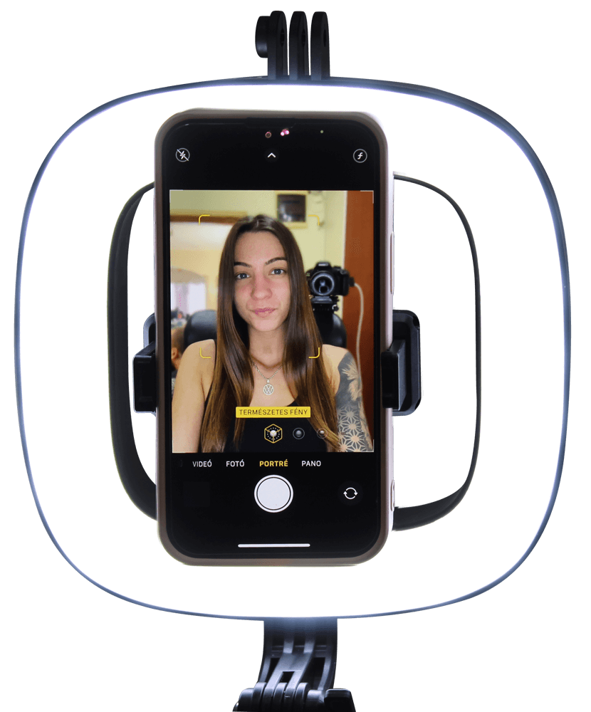 Motorola One Zoom kompatibilis Fill Light tripod szelfiállvány lámpával és bluetooth távirányítóval fekete