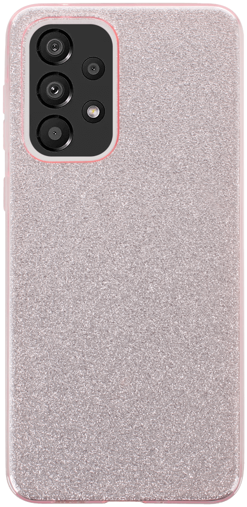 Samsung Galaxy A33 5G (SM-A336) szilikon tok kivehető ezüst csillámporos réteg halvány rózsaszín
