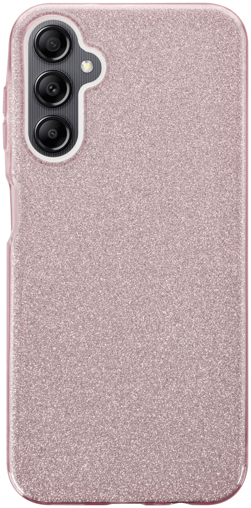 Samsung Galaxy A14 (SM-A145R) szilikon tok kivehető ezüst csillámporos réteg halvány rózsaszín