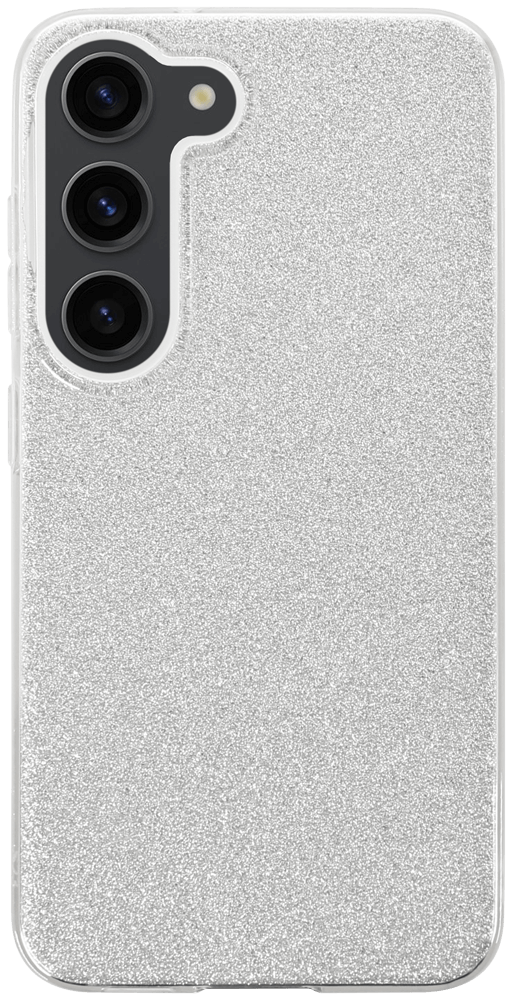Samsung Galaxy S23 (SM-S911B) szilikon tok kivehető ezüst csillámporos réteg átlátszó